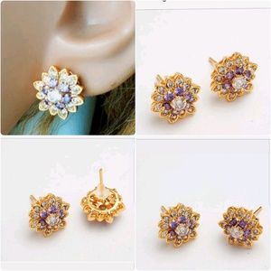 24K Gold Filled Blue C.Z Stone Hoop Earrings